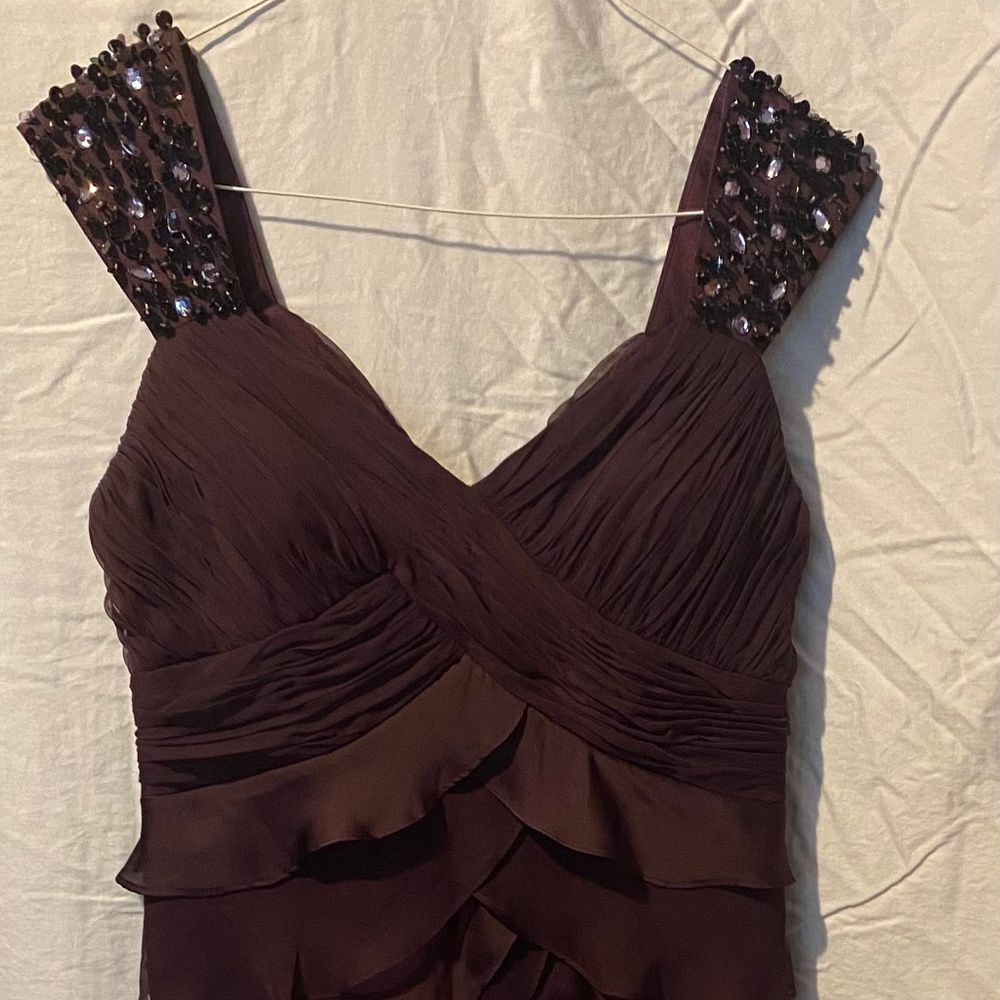 Floor length plum evening gown